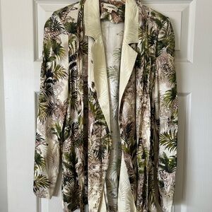 L'AGENCE Tropical Print Blazer in Green and Cream